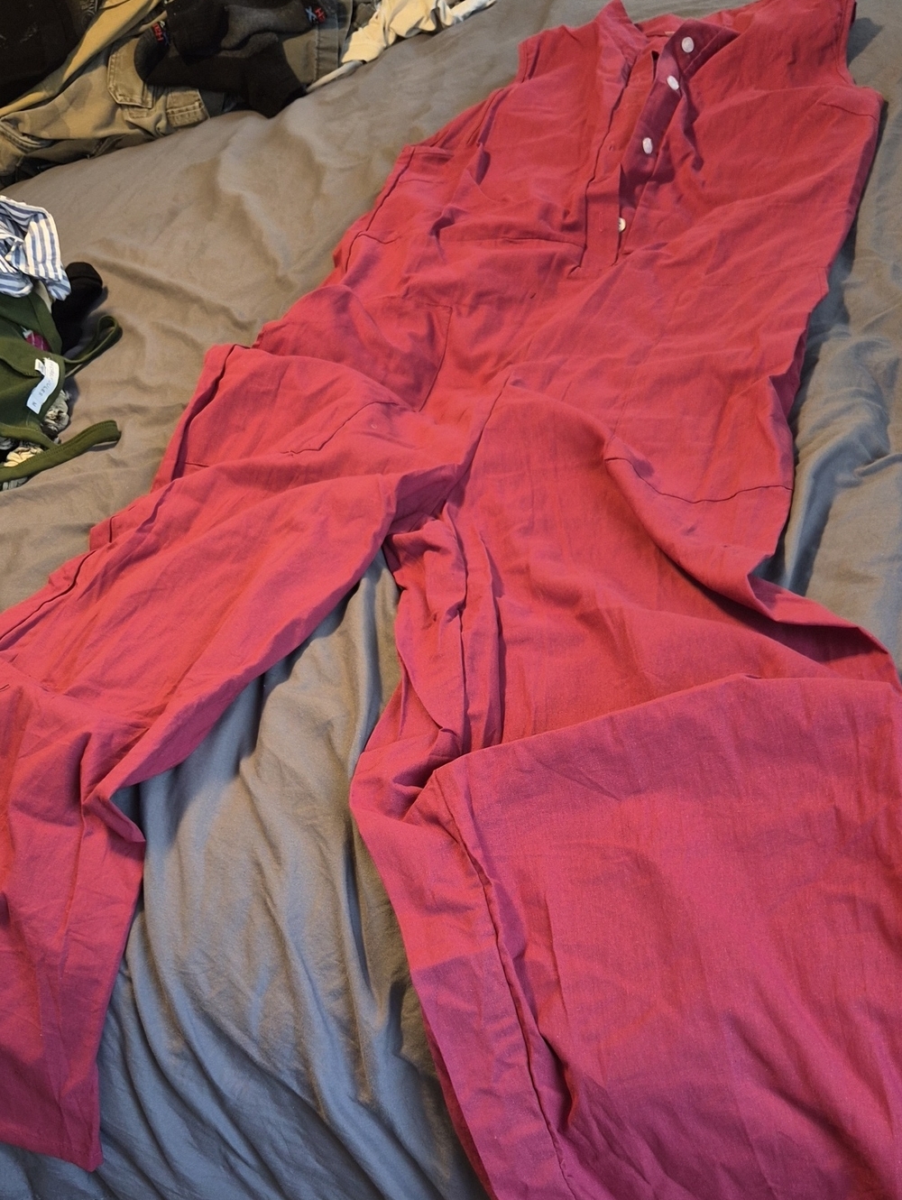 Womens Sleeveless Raspberry Wide-Leg Jumpsuit - Picture 5 of 6